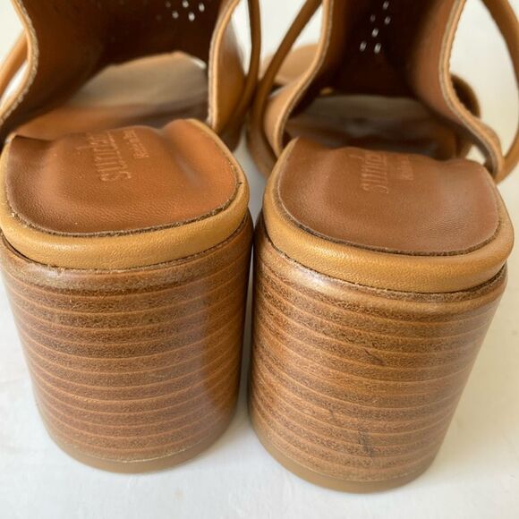 Sundance Tan Leather Heeled Gianna Sandals sz 8.5 Boho Coastal Cowgirl - Picture 8 of 10